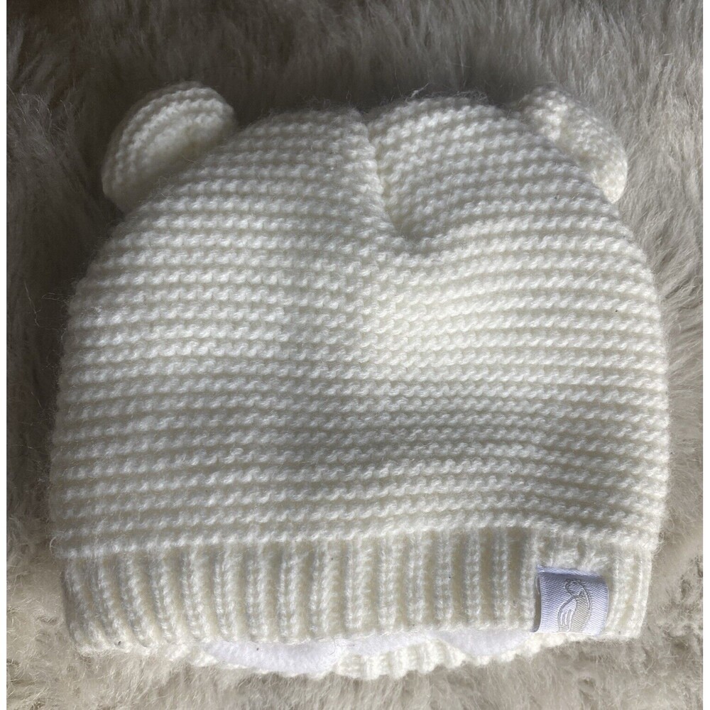 Rugged Bear Brand Infant Beanie Hat/cap With Bear Ears White/cream Fleece Lined